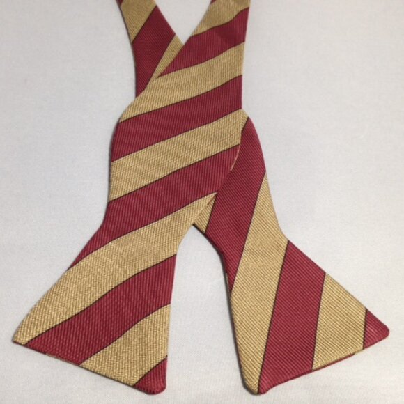 NEW Lanae Joy Silk Adjustable Bow Tie Bowtie / Maroon Gold / Privat… - Picture 2 of 4